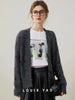 Winter Bright Silk Yarn V-neck Cardigan Aging Reduction Long Sleeve Women's Thick Knitted Jacket