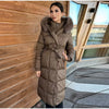 Warm Women's Puffy Quilted Hooded Long Cotton Coat Loose Solid Stand Collar Lace Up Zipper Overcoats Winter Lady Outwear