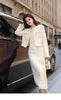 Women's Winter Little Fragrance Short Tweed Blazers Skirt Set Vintage Solid Color Round Neck Tassel Jacket Two-piece Sets