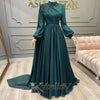 Chic Evening Dresses for Women Rhinestones One-Shoulder Trumpet Sweep Train Pleat Satin Vestido De Noche Customized