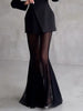 Elegant Solid Blazer Skirt Set Women Long Sleeve Button V-neck Blazer Lace See Through Long Skirts Spring Party Lady Suit