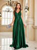 Elegant Sequins Evening Dress For Women Deep V-neck Satin Prom Party Green Dress Floor Length Blue Formal Gowns