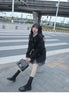 Ladies Coats Autumn/Winter Thickened Warm Solid Hooded Single Row Cow Horn Button Academy Style Woolen Coat Women's Clothing