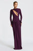 Hollow Out Long Sleeve Sexy Maxi Dress Women Gown Elegant O Neck Draped Ruched Bodycon Club Party Long Dress