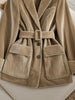 Casual Brown Velvet Blazer for Women Winter Thickened Long Sleeve Lapel Jacket Stylish Versatile Outerwear