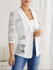Elegant Single Button Lace Spliced Suit Collar Jacket For Women Half Sleeved Lace Hollow Out Slim White Black Lightweight Coat