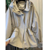 Spring Autumn Korean The Design Sense Niche Loose Casual Hem Drawstring Waist Hooded Windbreaker Female Long Coat Lady Top
