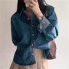 Korean Loose Casual Women's Denim Shirt Vintage Outerwear Spring Blusas Tops Long Sleeve Thin Casual Coats Street