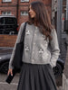 Chic Embroidery Pink Lace Up Woman Short Coat Casual Long Sleeves V Neck Jacket Autumn Lady Commuter Street Outerwear