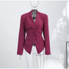 Elegant Chic Waist Cinched Blazer Women V Neck Single Breasted Lace Up Irregular Hem Jacket Lady Casual Commute Outerwear