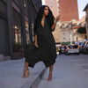Women Plus Size Jumpsuit Business Casual Black Shirt Collar 3/4 Sleeve Pocket Harem Pants Rompers Single Breasted Loose Outfits