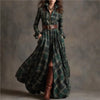 Leisure Grid Printed Long Sleeve Shirts Dress Autumn Long Sleeve Pocket Dress Elegant Ladies Loose Pleated Commute Dresses