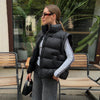 Two Wear Women's Winter Jacket Detachable Sleeve Padded Coat Stand Collar Hooded Puffer Coat Short Padded Coat Padded Vest