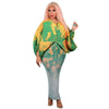 Elegant Women Pleated Patchwork Double Wear Batwing Long Sleeve V-neck Bodycon Midi Maxi Long Dresses Vestidos