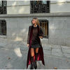Woolen Plaid Long Coat Women Turn-down Collar Loose Long Sleeve Button Elegant Outwear Female Thicken Spring Street Jacket
