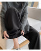 Autumn Winter High Waist Woolen Women's Wide Leg Pants Button Korean Casual Loose Straight Full Length Trousers Female