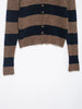 Women's Striped Knitted Cardigan Coat Female Long Sleeve Polo Collar Single Breasted High Street Casual Short Jacket