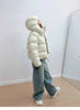 Puffy Cotton Jacket Women Winter Warm Thicken Parka Drawstring Hooded Short Coat Windproof Y2K Streetwear куртка женская