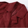 Red Suede Lapel Moto Jacket Oversized Zipped Long Sleeve Autumn Women Streetwear Biker Coat Versatile Lady Jaqueta