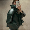 Urban Solid Pu Leather Women Jacket Street Stand Collar Long Sleeve Female Outwear Autumn Winter Lady Streetwear