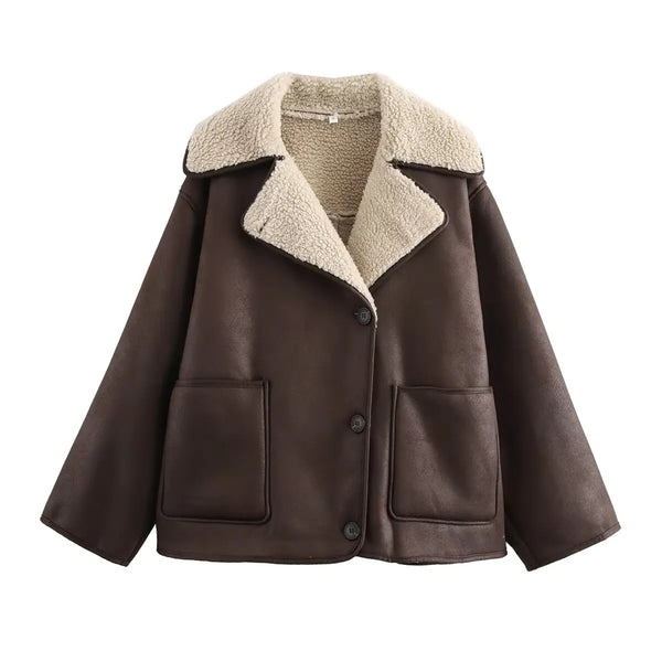 Winter Women's Black Faux Leather Jacket Warm Streetwear Outwear Solid Elegant Warmth PU Coat for Ladies Jackets Coat Tops
