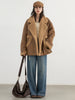 Women Faux Leather Coat Single Breasted Loose Casual Motorcycle Suit Suede Fur Jacket Female Top Autumn Winter