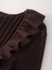 Brown Knitted Dresses For Women Maxi Elegant Trumpet Sleeves Knit Fishtail Dresses Women Long Ruffled Dresses Maxi