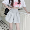 Korean Wide Leg Shorts Ladies Casual All-Match Elastic Waist Sport Short Pants Woman Solid Color Simple Loose Shorts
