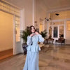 Elegant Skirt Sets For Women Floral Long Sleeves Waist Bandage Blazer Coat With Maxi Pleated Skirt Outfits 19DA1782