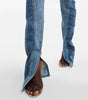 Women's Jeans Slim Deconstruct Panelled Patchwork High Waist Split Blue Long Denim Pants Spring 1DF2575