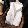 White Down Cotton Vest Jacket Women Hooded Sleeveless Padded Vest Outer Wear Autumn Winter Vests Female Waistcoat Coat