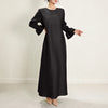 Pleated Dress Women's Round Neck Long Sleeve Casual Loose Lady Elegant Women's Dress