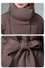 Women Winter Belted Jacket Elegant Stand Collar Windproof Puffer Coat Cotton Padded Thick Warm Snow Parkas Overcoat куртка
