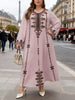 Middle Eastern Elegant Robe, Spring and Autumn Style, Plus-Size Women's Clothing, Ethnic Print, Stylish, Loose and Comfortable, Holiday Style