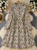 Corduroy Knee Length Dress Retro Pocket Elegant Women Dress