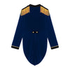 Womens Circus Ringmaster Costume Tuxedo Party Showman Tailcoat Blazer Stand Collar Fringed Shoulder Board Velvet Jacket Coat
