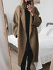 Cardigan Jacket Elegant Women's Woolen Jacket with Turn-down Collar Double Button Closure for Commuting Suit Jackets