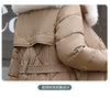 White Fur Collar Down Cotton Parkas Padded Coat Women Winter Long Over The Knee Waist Warm Thick Parkas Coat