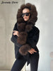 Elegant Faux Fur Thicken Jackets Women's Long Sleeves Pockets Patchwork Belts Hoodie Coat Winter Chic Warm Outerwear