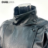 Autumn Winter Black Women Faux Leather Jacket Coat Casual Loose Pockets Biker Outerwear Female