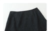 Women Woolen Blazer Coat Loose Casual Office Ladies Suit Jacket Striped Fish Tail Skirt Set Autumn Winter