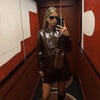 Women PU Skirt Set Casual Single Breasted Long Sleeve Female Jacket Hip Package Short Skirts Suit Lady Streetwear