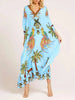 Spring V-neck A-line Dress Animal Pattern Printed Loose Dress Retro Women's Dress
