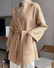 Autumn Women Elegant Double-sided Long Sleeve Solid Color Cardigan Cashmere Soft Coat Female 2W402