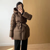 Winter Women's Down Jackets Ultra Light Warm Cusual Coat Female Puffer Jacket With Belt Plus Size Hooded Short Parka