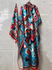 Loose plus size women's clothing retro geometric positioning print tie pullover dress slit skirt + scarf two-piece set