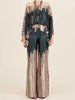 Casual Printing Two Piece Sets For Women Slash Neck Lantern Sleeve Tops High Waist Pant Loose Set Female