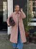 Women Red Plaid Long Trench Coat Casual Lapel Single Breasted Full Sleeve Windbreaker Jacket Y2k Autumn Lady Streetwear