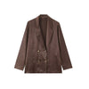 Spring Women Sets Wide Leg Pants Wrinkle Effect Oversize Office Jacket Coat Loose Blazer Suits OL Outfits