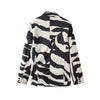 Women's Brown White Zebra Print Lapel Blazer Vintage Wide Stripe Thick Velvet Loose Suit Jacket Autumn High Street Outwear